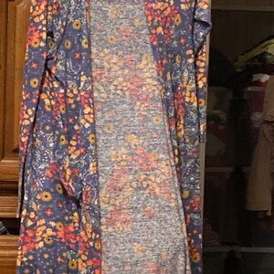 LuLaRoe Floral ***SARAH*** Patterned Cardigan - Blue and Orange